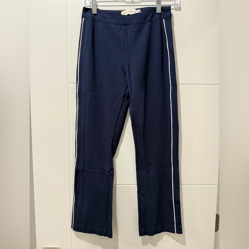 Kerri Rosenthal Women’s Alexa Navy Straight Leg Pants with White Trim Sz Small